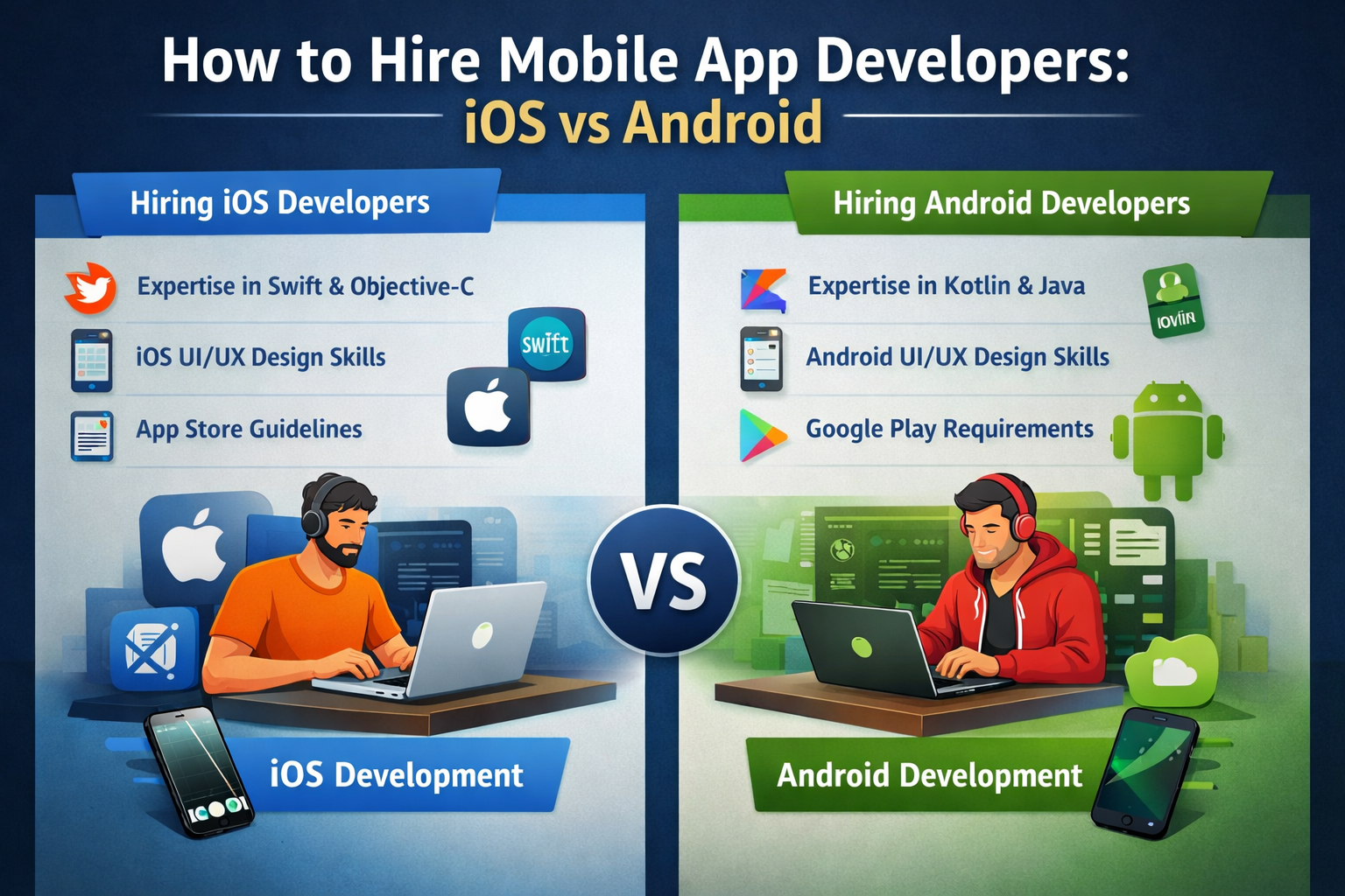 How to Hire Mobile App Developers: iOS vs Android